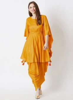 Mustard Rayon Dhoti Set Work Wear -ZariGrace Shop mustard rayon dhoti set krsdmf922must u