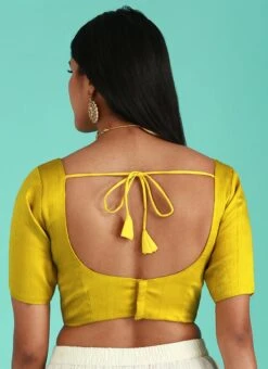 Mustard Silk Solid Stitched Readymade Blouse Party Wear -ZariGrace Shop mustard silk solid stitched readymade blouse blspfb238m b