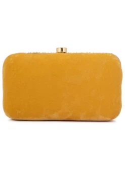 Mustard Velvet Clutch Party Wear -ZariGrace Shop mustard velvet clutch hbdacs514 b