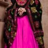 Hot Pink Taffeta Silk Embroidered Chaniya Choli Party Wear