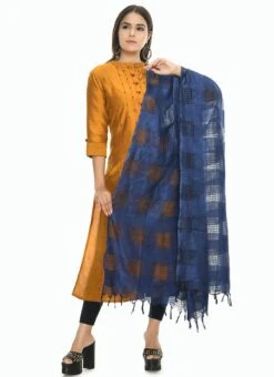 Navy Blue Cotton Dupatta Festive Wear -ZariGrace Shop navy blue cotton dupatta dpdmfmfd013 u