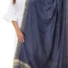 Navy Blue Cotton Slub Weaving Work Dupatta Work Wear -ZariGrace Shop navy blue cotton slub weaving work dupatta dpdmimfd090 l
