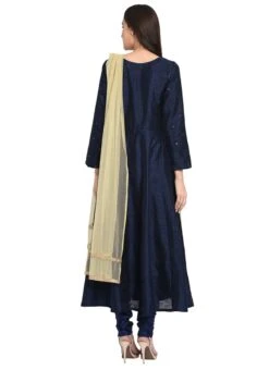 Navy Blue Embroidered Anarkali Suit Party Wear -ZariGrace Shop navy blue embroidered anarkali suit sldrrwrs446 b