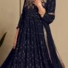 Navy Blue Faux Georgette Sequins Dresses And Gown Party Wear -ZariGrace Shop navy blue faux georgette sequins dresses and gown bgwrsad7101 l