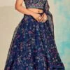 Navy Blue Organza Digital Printed Work Umbrella Lehenga Choli Party Wear -ZariGrace Shop navy blue organza digital printed work umbrella lehenga choli ghsdrs1904 l