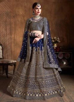 Navy Blue Raw Silk Embroidered And Sequins Work Umbrella Lehenga Festive Wear 8 Navy Blue Raw Silk Embroidered And Sequins Work Umbrella Lehenga Festive Wear -ZariGrace Shop navy blue raw silk embroidered and sequins work umbrella lehenga ghsom7408 u
