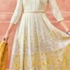 Off White And Yellow Faux Georgette Embroidered Gown Party Wear -ZariGrace Shop off white and yellow faux georgette embroidered gown slska47512036 l