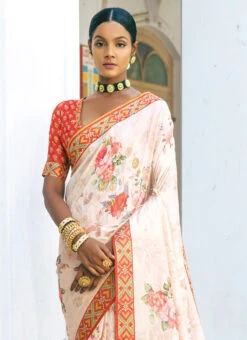 Off White Art Silk Patola Saree After Six Wear -ZariGrace Shop off white art silk patola saree samknsp5015 b