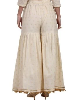 Off White Blended Cotton Sharara Pant Work Wear 9 Off White Blended Cotton Sharara Pant Work Wear -ZariGrace Shop off white blended cotton sharara pant wbjsns11 b