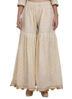 Off White Blended Cotton Sharara Pant Work Wear 8 Off White Blended Cotton Sharara Pant Work Wear -ZariGrace Shop off white blended cotton sharara pant wbjsns11 u