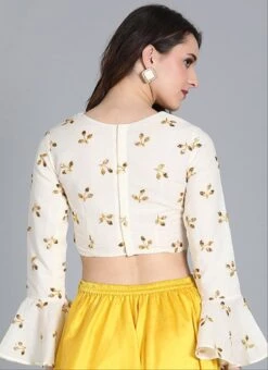 Off White Embroidered Cotton Blouse Festive Wear -ZariGrace Shop off white embroidered cotton blouse BLBS02305281 b
