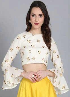 Off White Embroidered Cotton Blouse Festive Wear -ZariGrace Shop off white embroidered cotton blouse BLBS02305281 u