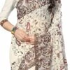 Off White Georgette Embroidered Saree After Six Wear