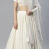 Off White Georgette Embroidered Sequins A Line Lehenga Party Wear -ZariGrace Shop off white georgette embroidered sequins a line lehenga ghsacw3069 l