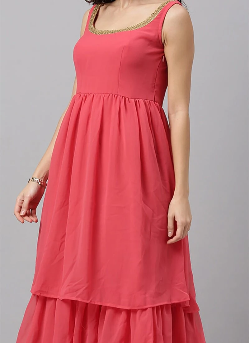 Off White Jacket Style Floor Length Gown Festive Wear 3 Off White Jacket Style Floor Length Gown Festive Wear