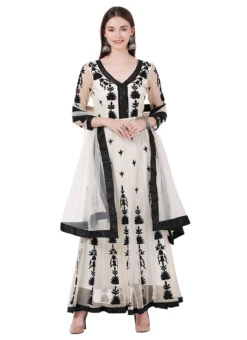 Off White Net Embroidery Anarkali Suit Party Wear -ZariGrace Shop off white net embroidery anarkali suit slkifh9900533 u
