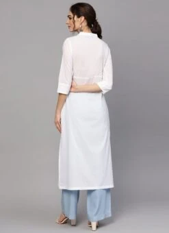 Off White Rayon Kurta Palazzo Set Work Wear -ZariGrace Shop off white rayon kurta palazzo set krsdmf905 b