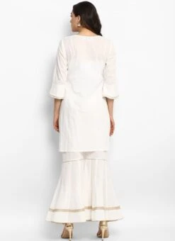 Off White Rayon Kurta Sharara Set Work Wear -ZariGrace Shop off white rayon kurta sharara set krsdmf903 b