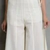 Off White Rayon Plazoo Pant Work Wear -ZariGrace Shop off white rayon plazoo pant wbdmf1119owe l