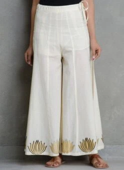Off White Rayon Plazoo Pant Work Wear -ZariGrace Shop off white rayon plazoo pant wbdmf1119owe u