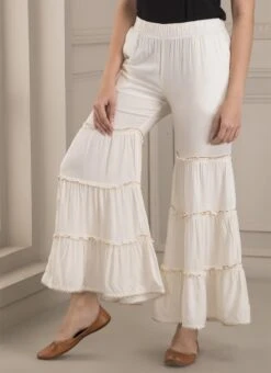 Off White Rayon Sharara Pant Work Wear -ZariGrace Shop off white rayon sharara pant wbdmf1116ow u