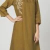 Olive Green Linen Kurta Set Work Wear -ZariGrace Shop olive green linen kurta set krsdvcsvts21 l