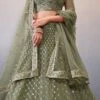 Olive Green Net Embroidered Umbrella Lehenga Party Wear -ZariGrace Shop olive green net embroidered umbrella lehenga ghska45635012 l