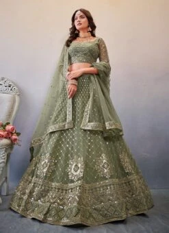 Olive Green Net Embroidered Umbrella Lehenga Party Wear 8 Olive Green Net Embroidered Umbrella Lehenga Party Wear -ZariGrace Shop olive green net embroidered umbrella lehenga ghska45635012 u