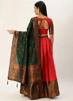 Orange Art Silk Zari A Line Lehenga Festive Wear -ZariGrace Shop orange art silk zari a line lehenga ghsrk175527 b