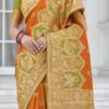 Orange Banarasi Silk Weaving Traditional Saree Festive Wear