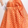 Orange Banarasi Silk Weaving Work Dupatta Work Wear -ZariGrace Shop orange banarasi silk weaving work dupatta dpdmimfd156 l