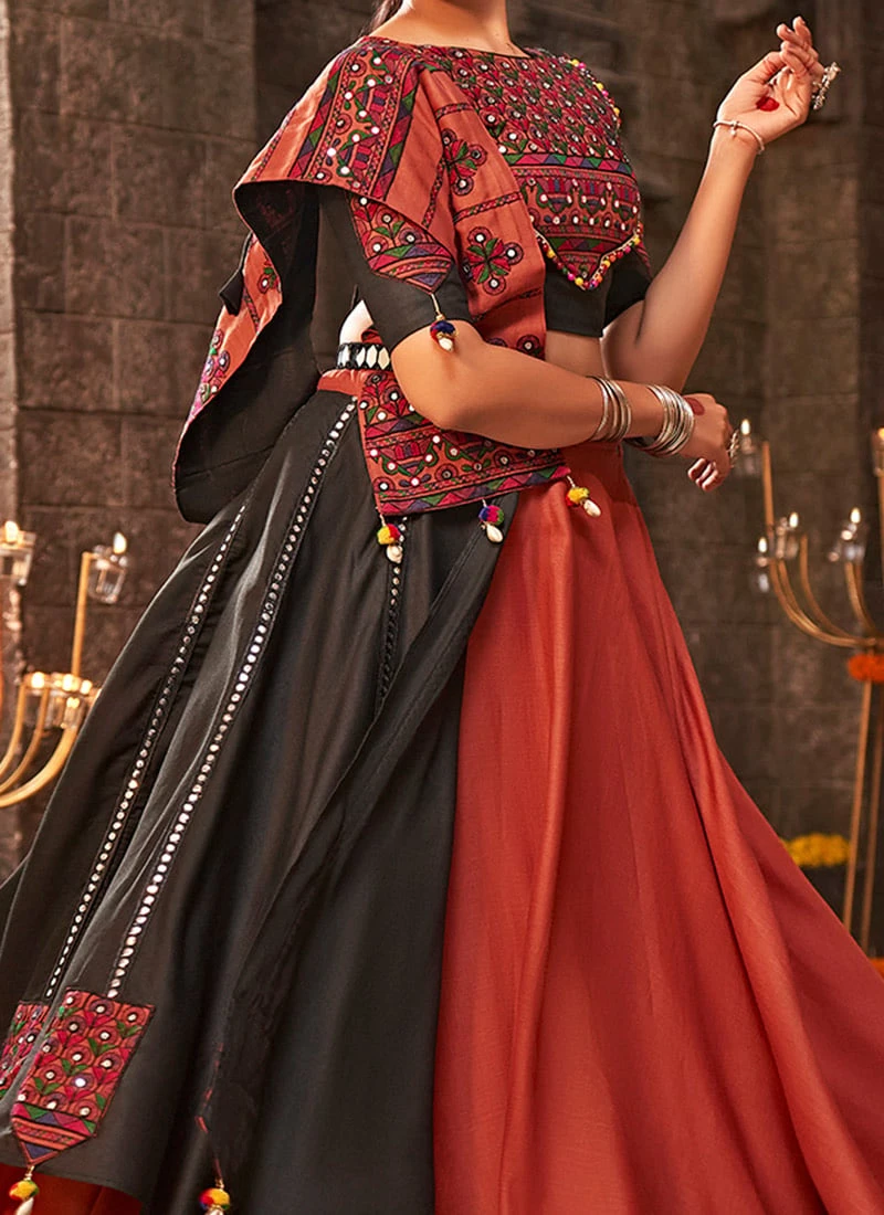 Orange Blended Cotton Printed Kutch Work Chaniya Choli Festive Wear 3 Orange Blended Cotton Printed Kutch Work Chaniya Choli Festive Wear