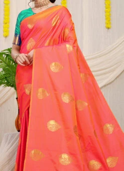 Orange Color Patola Silk Zari Weaving Work Saree Party Wear