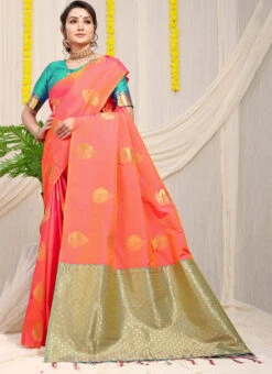 Orange Color Patola Silk Zari Weaving Work Saree Party Wear -ZariGrace Shop orange color patola silk zari weaving work saree sasom110934 u