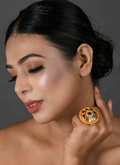 Orange Designer Ring Party Wear -ZariGrace Shop orange designer ring hnjdunvfemirg009 b