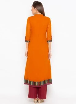 Orange Georgette Embroidered Kurta Palazzo Set Party Wear -ZariGrace Shop orange georgette embroidered kurta palazzo set krsmnc1936 b