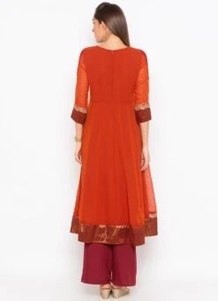 Orange Georgette Palazzo Set Party Wear -ZariGrace Shop orange georgette palazzo set krsmnkc1951 b