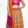 Orange Raw Silk Zari Embroidery Umbrella Lehenga Wedding Wear -ZariGrace Shop orange raw silk zari embroidery umbrella lehenga ghkifh80r l