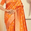 Orange Silk Zari Weaving Saree Festive Wear