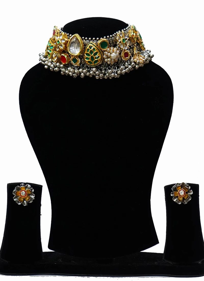 Oxidised Kundan Necklace Set Party Wear 5 Oxidised Kundan Necklace Set Party Wear - Image 3