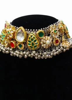 Oxidised Kundan Necklace Set Party Wear