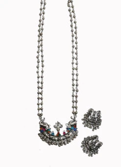 Oxidised Temple Necklace Set Party Wear -ZariGrace Shop oxidized temple necklace set jynsddrj10043h b