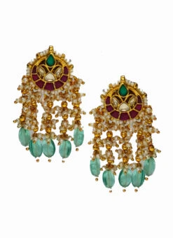 Pachi Pink Green Dangler Party Wear -ZariGrace Shop pachi pink green dangler erddrj115012h b