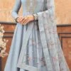 Pastel Blue Dola Silk Embroidered N Stones Anarkali Suit Party Wear -ZariGrace Shop pastel blue dola silk embroidered n stones anarkali suit slsli130314063 l