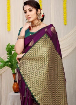 Patola Silk Purple Color Zari Weaving Work Saree Party Wear -ZariGrace Shop patola silk purple color zari weaving work saree sasom110941 b