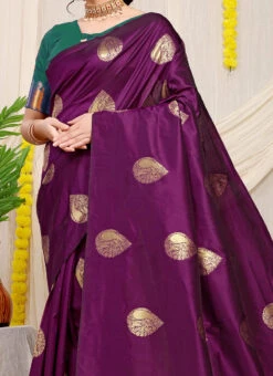 Patola Silk Purple Color Zari Weaving Work Saree Party Wear