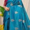 Patola Silk Sky Blue Color Zari Weaving Saree Festive Wear