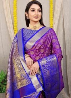 Patola Silk Zari Weaving Violet Color Saree Festive Wear -ZariGrace Shop patola silk zari weaving violet color saree sasom110971 b