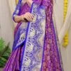 Patola Silk Zari Weaving Violet Color Saree Festive Wear -ZariGrace Shop patola silk zari weaving violet color saree sasom110971 l