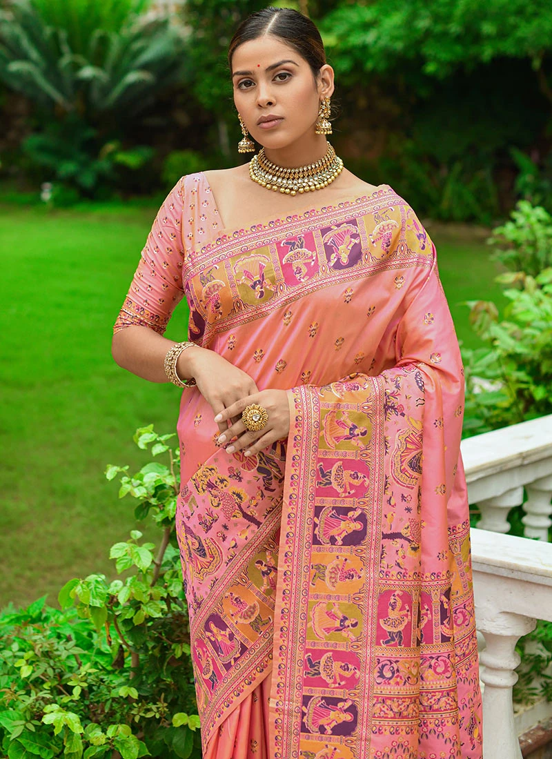 Peach Art Banarasi Silk Zari Saree Festive Wear 6 Peach Art Banarasi Silk Zari Saree Festive Wear - Image 4